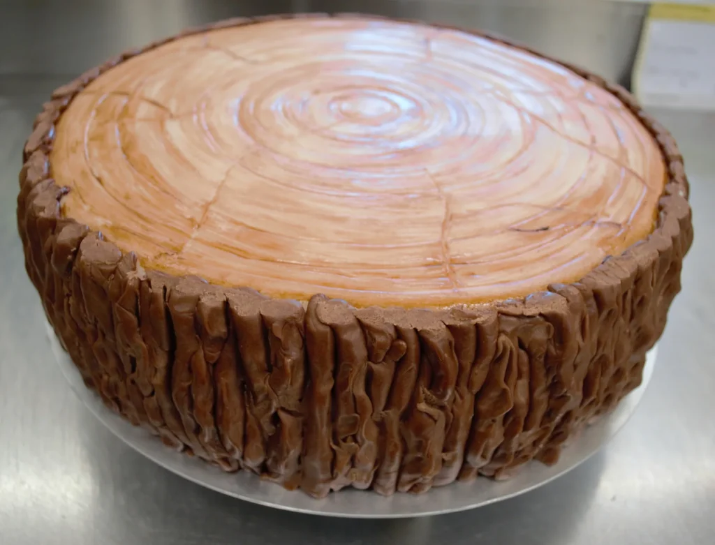 Torte in Baumstamm-Optik