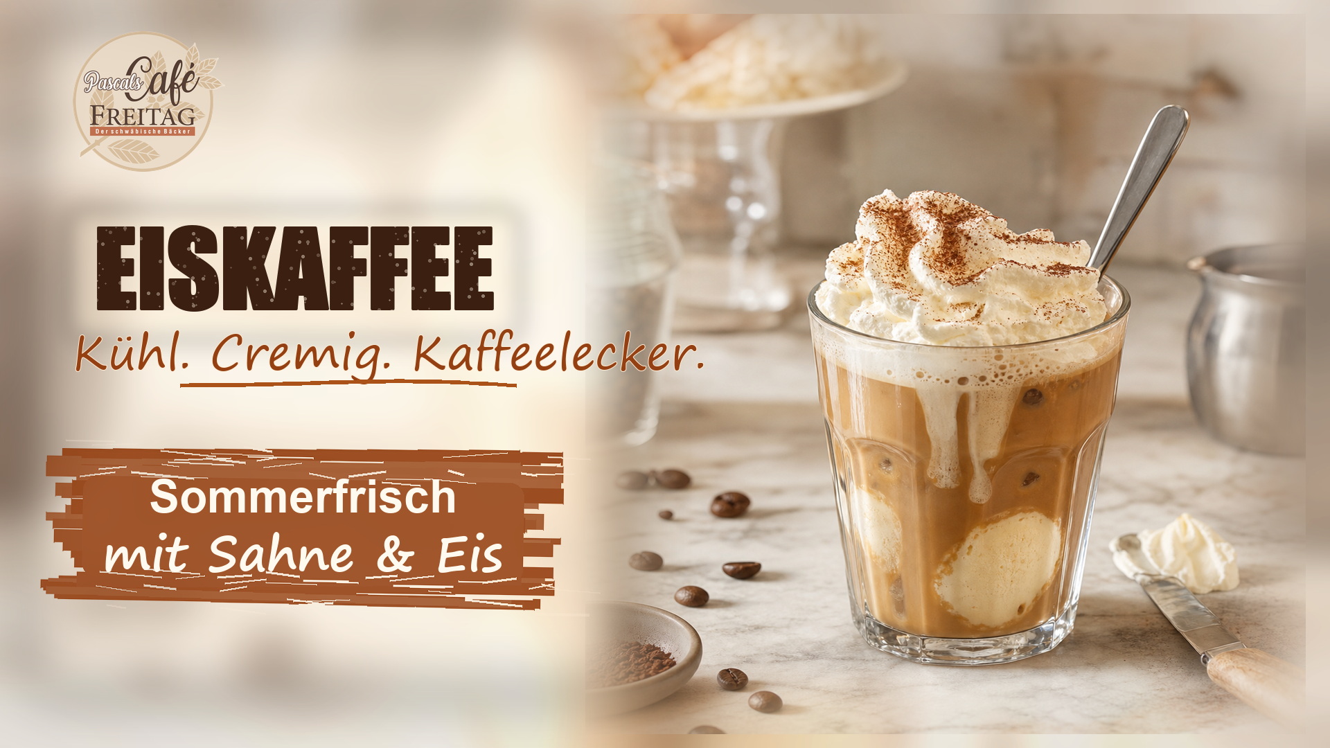 Eiskaffee – kühl, cremig und kaffeelecker, mit Sahne und Eis.